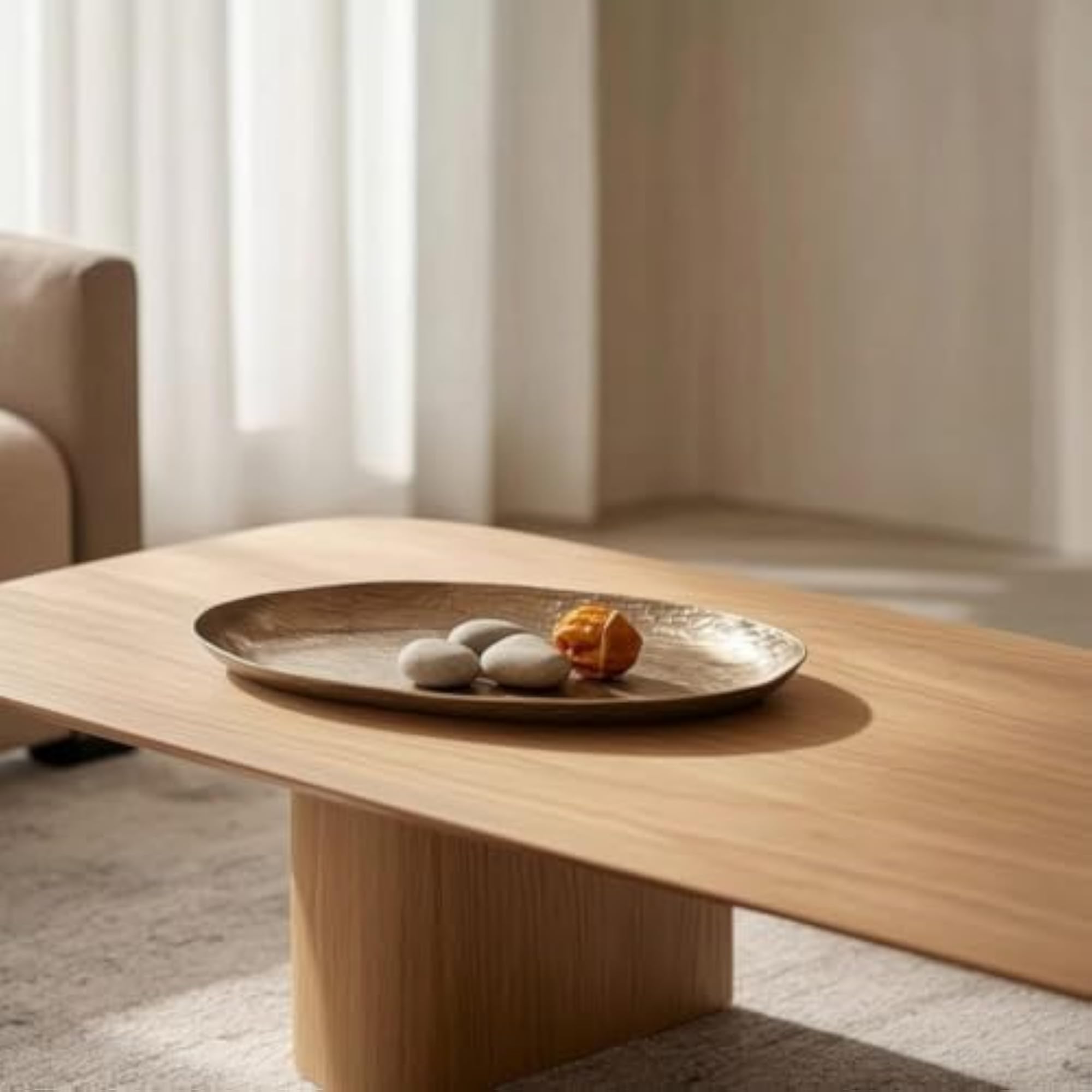 Artisanal Metal Tray with Textured Surface